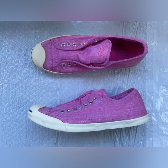 Converse Women’s Jack Purcell Pink Canvas Laceless Slip On Low Top Sz 9.5 - Picture 5 of 13